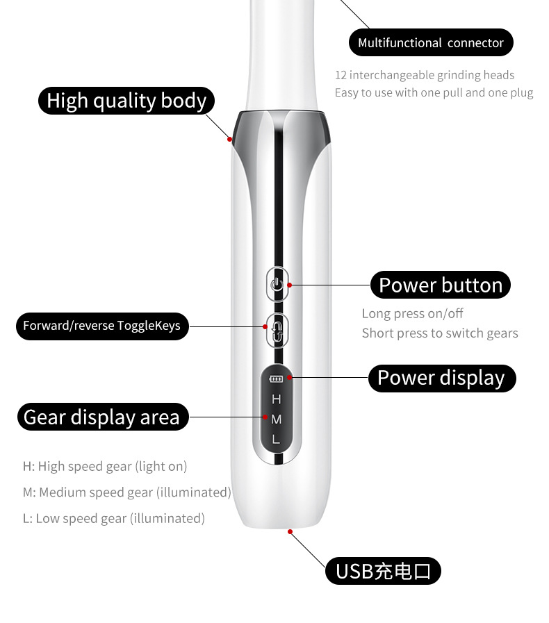 Wireless Nail Instrument I Cordless Nail drill I Portable Nail Polisher & Grinder - BAS Kuwait 