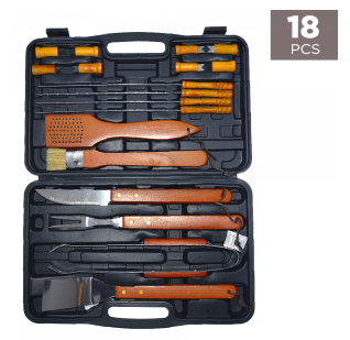 Stainless Steel BBQ Tool Set / Barbeque Tool Kit (18 pcs) - BAS Kuwait