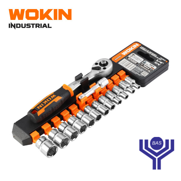 Industrial Ratchet handle 1/4" with sockets 4-14mm  Wokin Brand - BAS Kuwait