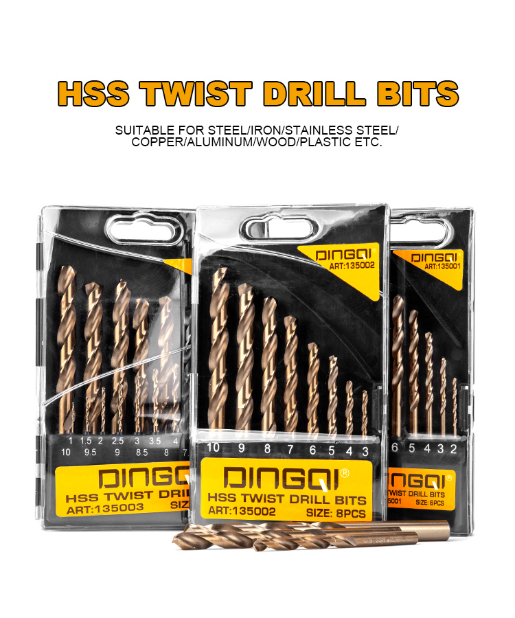 19pcs Roll Forged HSS High Speed Twist Drill Bits Set Metal