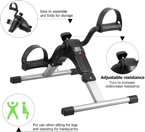 Foldable Exercise bike Mini Feet Exercise Pedal Bike Workout Fitness Machine - BAS Kuwait