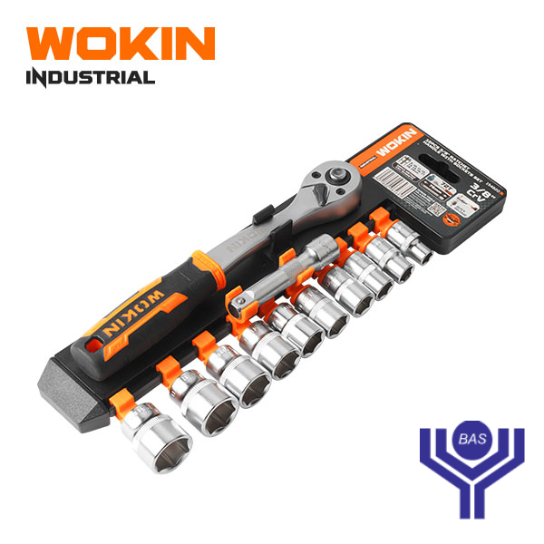 Industrial Ratchet handle 3/8" with sockets 8-19mm Wokin Brand - BAS Kuwait