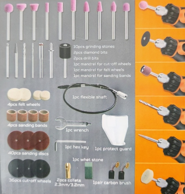 Rotary Tool kit / Multi-tool Kit (108 PCS) 130W Wokin Brand - BAS Kuwait
