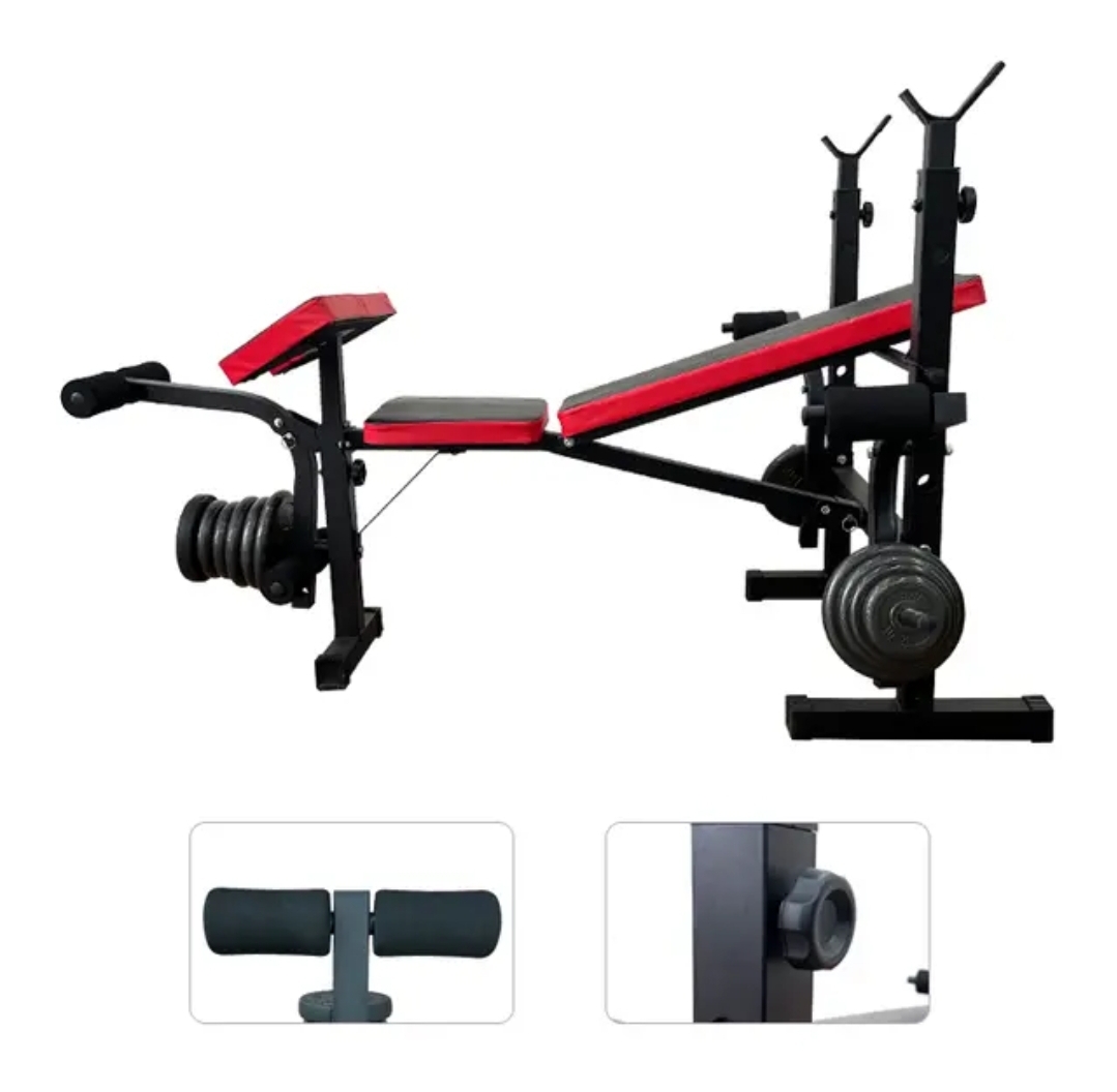 Adjustable Bench Press with Barbell stand I Foldable Multifunctional Fitness Bench - BAS Kuwait