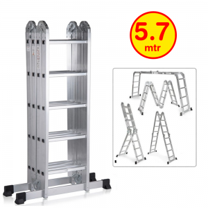 Multipurpose Aluminium Ladder Foldable design 20 Steps - BAS Kuwait