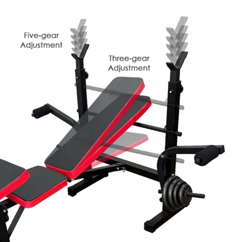 Adjustable Bench Press with Barbell stand I Foldable Multifunctional Fitness Bench - BAS Kuwait