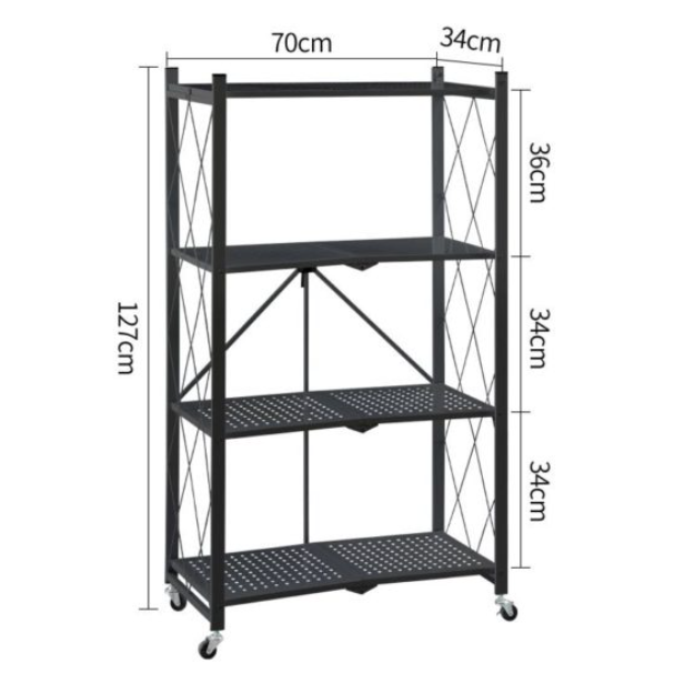 4 Layer Steel Rack with wheels (rectangle shaped) - BAS kuwait