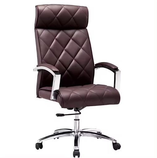 Office Chair Luxury Leather Manager Chair Adjustable Revolving Brown - BAS Kuwait  