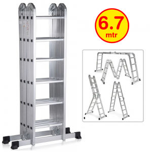 Multipurpose Aluminium Ladder Foldable design 24 Steps - BAS Kuwait