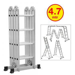 Multipurpose Aluminium Ladder Foldable design 16 Steps - BAS Kuwait