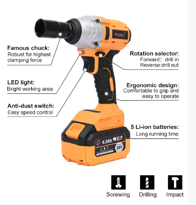  Cordless Wrench 20 V with 2 Batteries - Impact Power tools BAS Kuwait