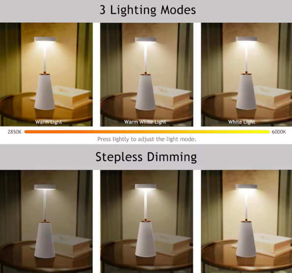 Table Lamp Touch Control LED Wireless Dimmable Bedroom Lamp - BAS Kuwait