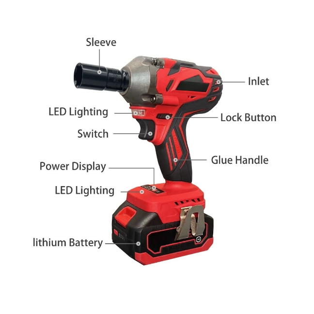 Cordless Impact Wrench 550 Nm 20v with 2 batteries - BAS Kuwait