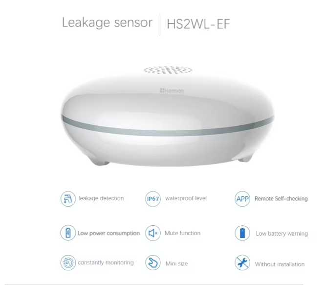 Smart Water Leak Detector Wireless Waterproof Mobile App Alarm Compatible - BAS Kuwait