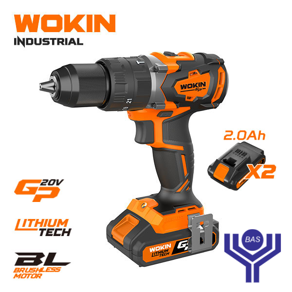 Cordless drill 13mm with metal chuck, torque 58N.m, Wokin brand - BAS Kuwait