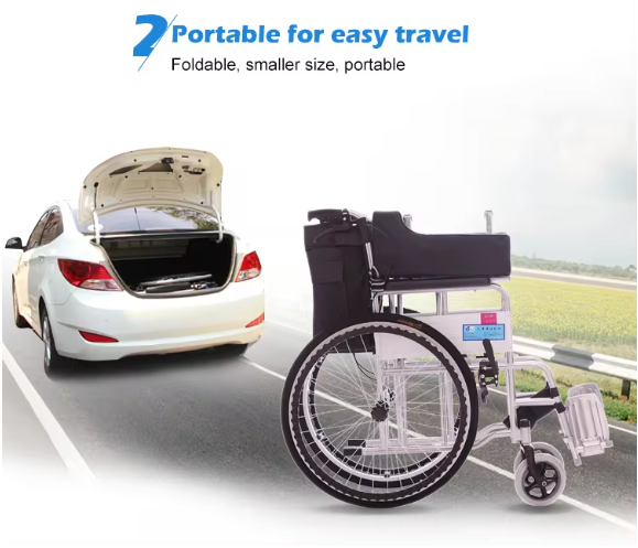 Wheelchair Foldable Super Light Weight Manual With 3 brakes Comfortable For Home And Hospital - BAS Kuwait