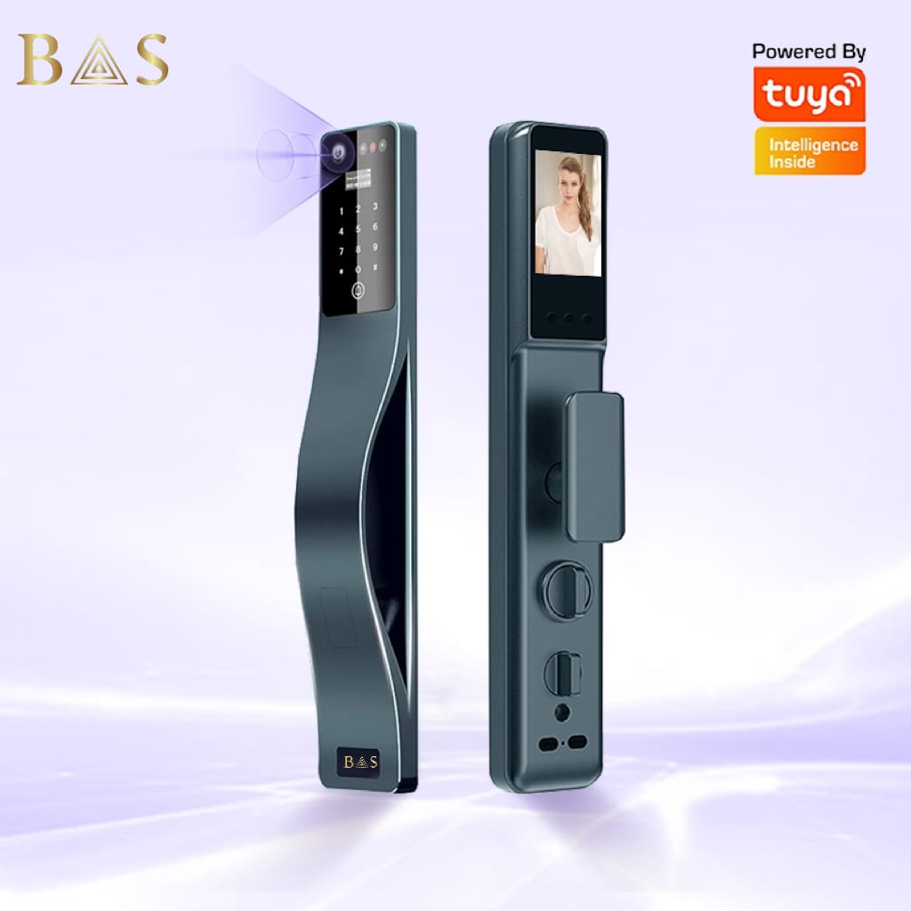 Smart Lock A7 - Keyless Entry - Face & Palm Recognition, Fingerprint, Pass code, key card, Mobile App (Wifi) - BAS Kuwait