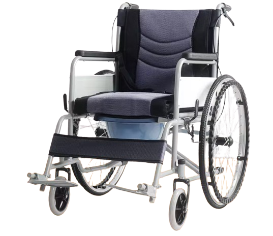 Wheelchair Foldable Grey Super Light Weight Manual With 3 brakes Comfortable For Home And Hospital - BAS Kuwait