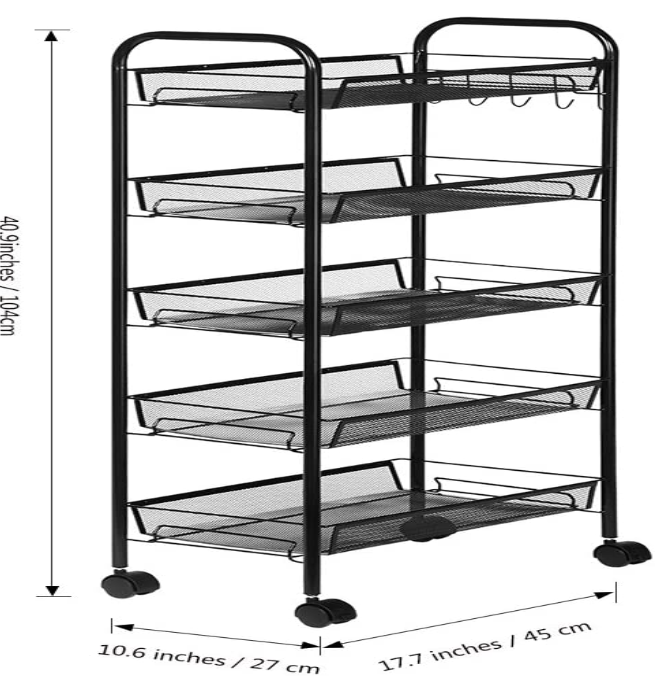 5 Layer Storage Rack with wheels (rectangle shaped) 
