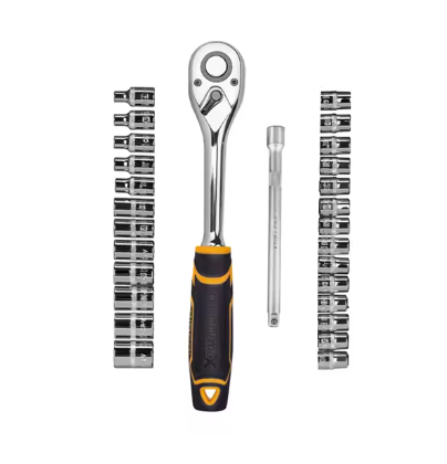  Socket Wrench Tool Set Chrome Vanadium 28Pcs 1/4" Auto Hand Tool DINGQI BRAND - BAS Kuwait