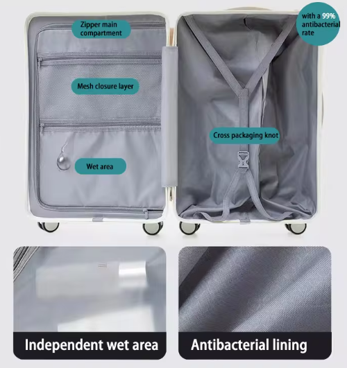 Suitcase Luggage Bag With Usb Charging Cup Holder Modern Look Waterproof Pressure Resistant - BAS Kuwait