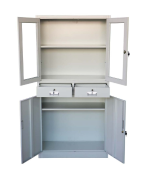 Steel File Cabinet with 2 Drawers & Glass Doors - BAS Kuwait