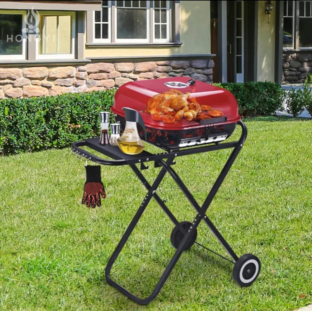 Charcoal BBQ Grill for outdoor Barbeque (Foldable Trolley) - BAS Kuwait